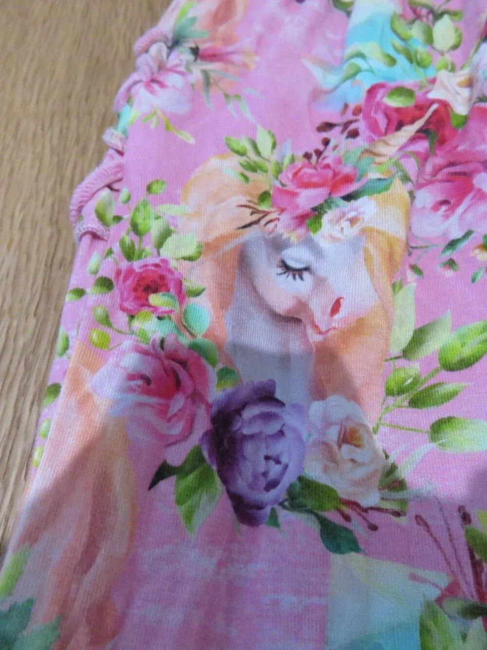 LITTLE BUM BUMS Horn to be Wild Unicorn Ruffle Baby Romper Bamboo 6-9 Months